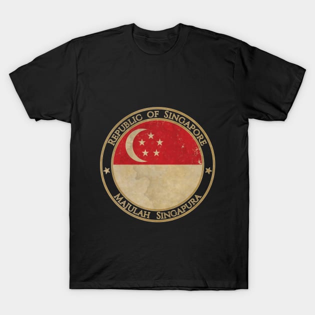 Vintage Republic of Singapore Asia Asian Flag T-Shirt by DragonXX